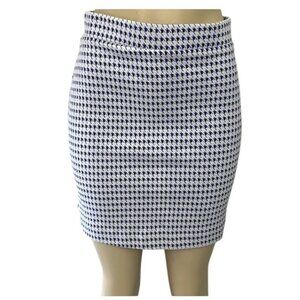Crosby Blue Houndstooth Pull On Stretch Casual Mini Pencil Skirt Size Medium
